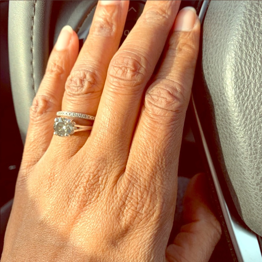 Grey Moissanite Solitaire Ring 925 Silver Sz 6.75